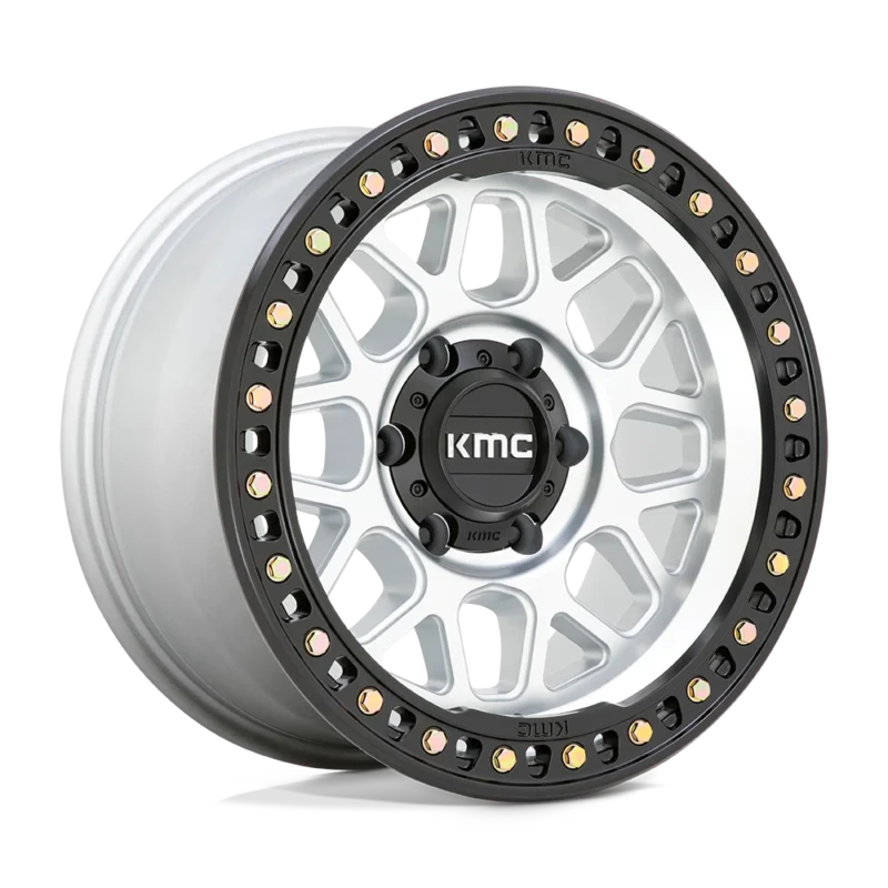 KMC GRS 17x9 Silver Black Wheels