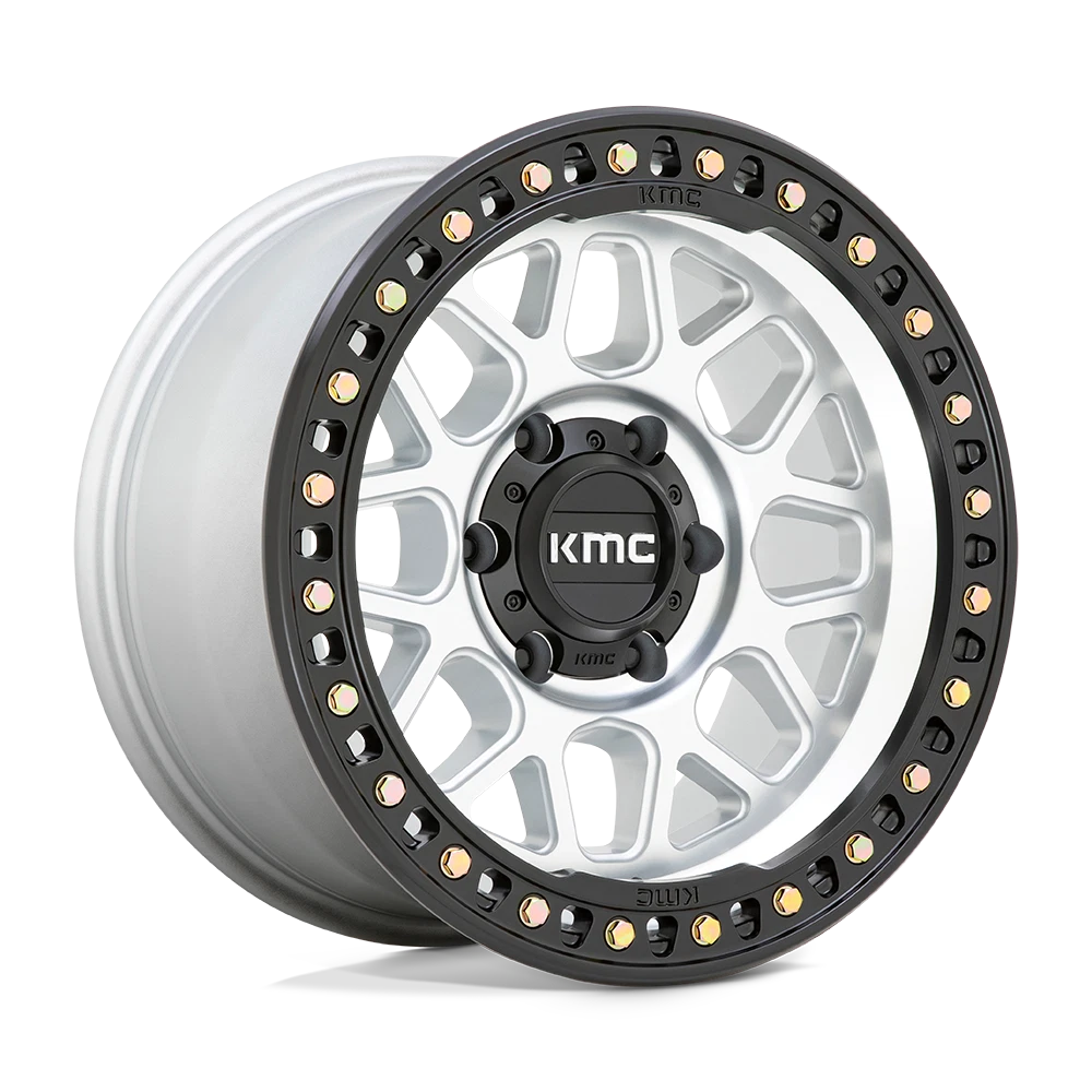 KMC GRS 17x9 Silver Black Wheels